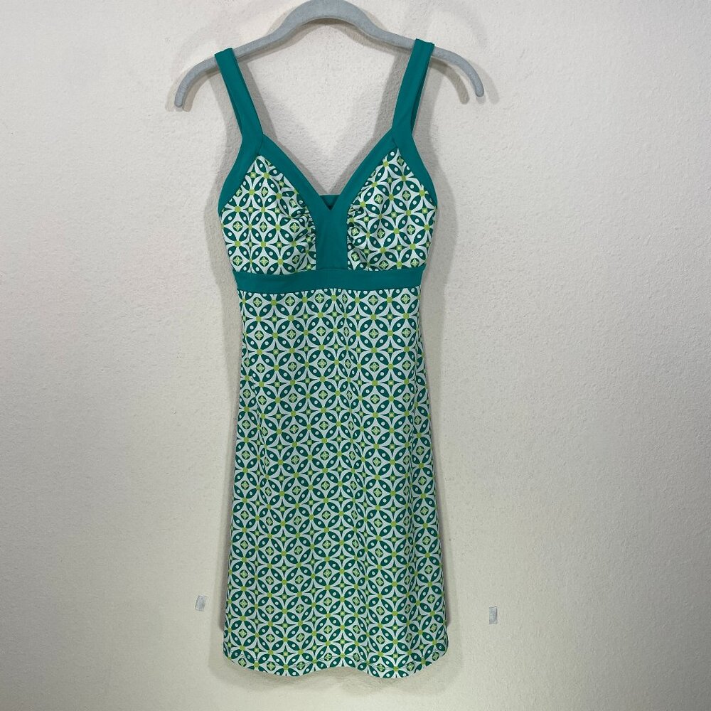 Patagonia Teal and White Geo-Print Mini Dress